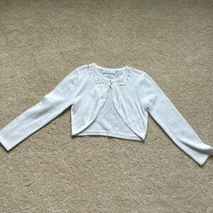 Girls white shrug - with collar details-size 6x